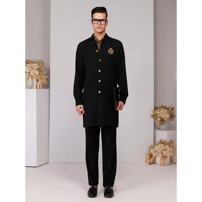 S&N by Shantnu Nikhil Black Crested Shirt Kurta