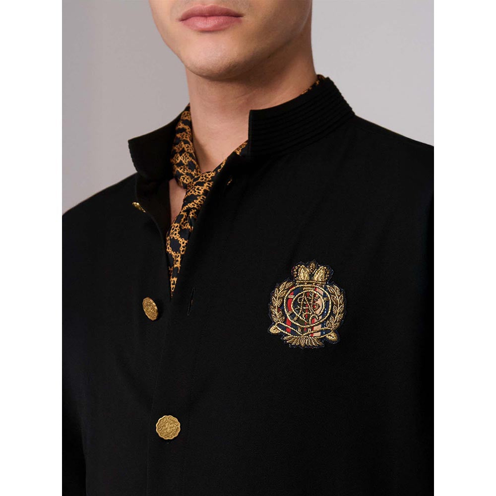 S&N by Shantnu Nikhil Black Crested Shirt Kurta