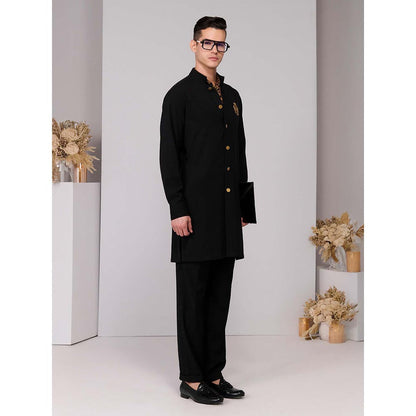 S&N by Shantnu Nikhil Black Crested Shirt Kurta