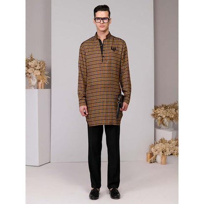 S&N by Shantnu Nikhil Silk Twill Adamas Printed Kurta - Multi-Color