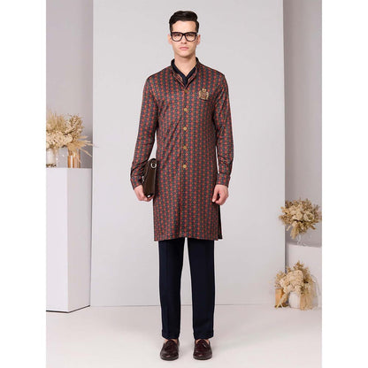 S&N by Shantnu Nikhil Cherry Crepe Jersey Adamas Printed Kurta - Multi-Color