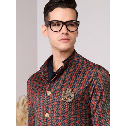 S&N by Shantnu Nikhil Cherry Crepe Jersey Adamas Printed Kurta - Multi-Color
