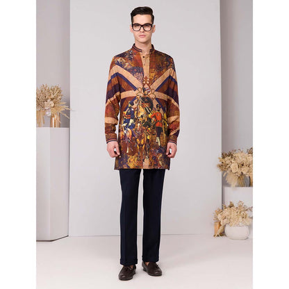 S&N by Shantnu Nikhil Regalia Printed Silk Twill Kurta - Multi-Color