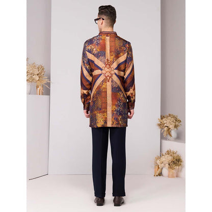 S&N by Shantnu Nikhil Regalia Printed Silk Twill Kurta - Multi-Color