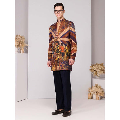 S&N by Shantnu Nikhil Regalia Printed Silk Twill Kurta - Multi-Color