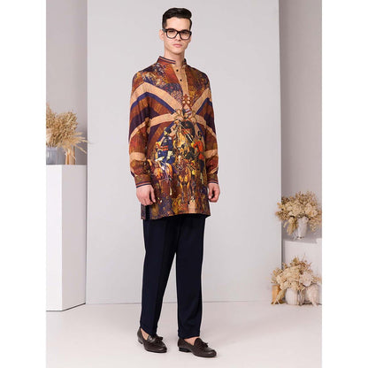S&N by Shantnu Nikhil Regalia Printed Silk Twill Kurta - Multi-Color