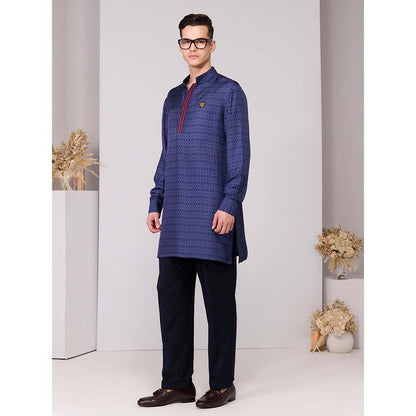S&N by Shantnu Nikhil Navy Blue Adamas Printed Kurta