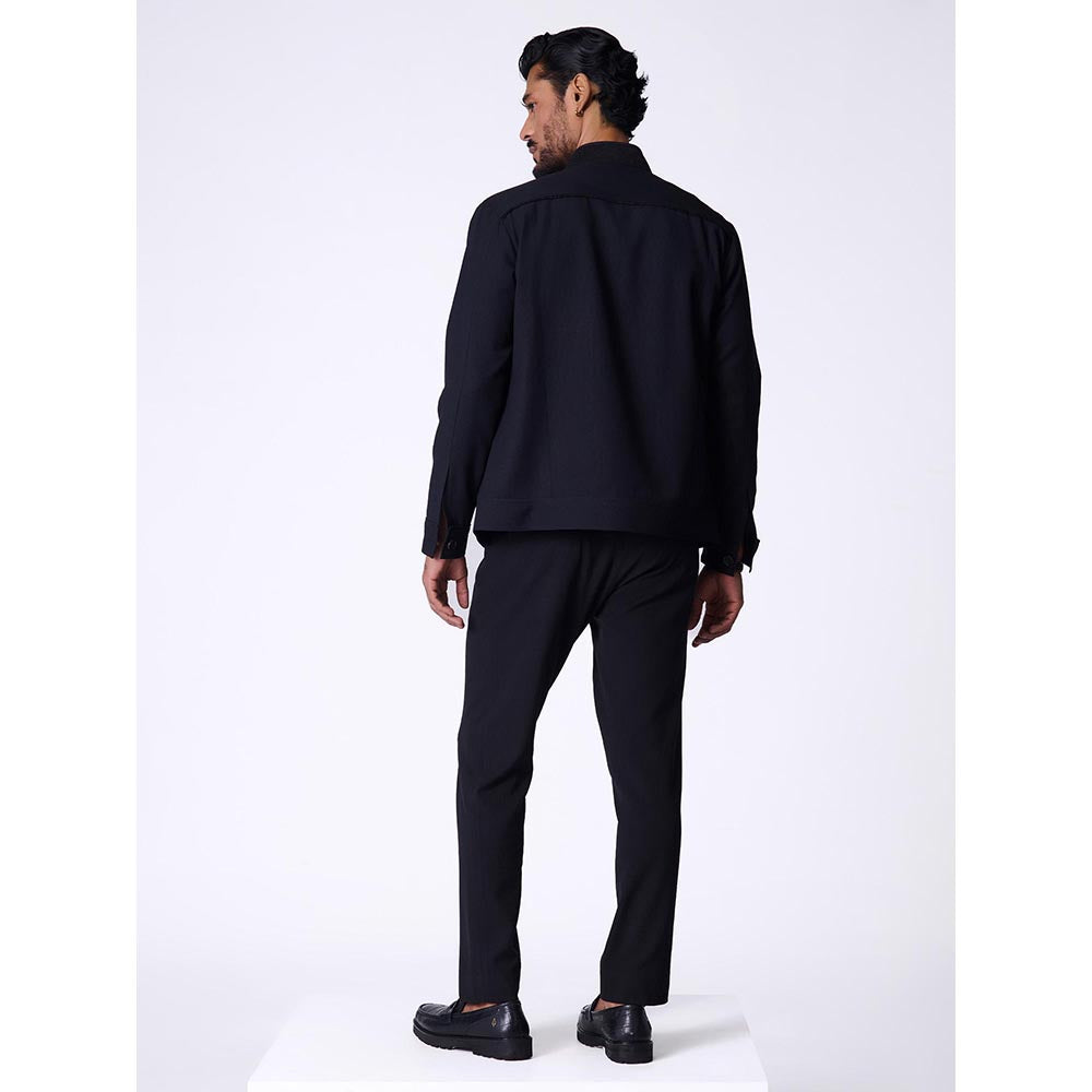 S&N by Shantnu Nikhil Black Rayon Blend Full Sleeves Blazer
