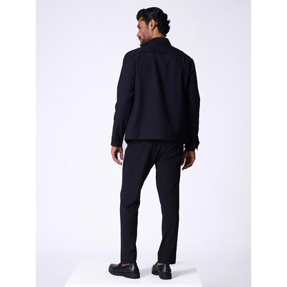 S&N by Shantnu Nikhil Black Rayon Blend Full Sleeves Blazer