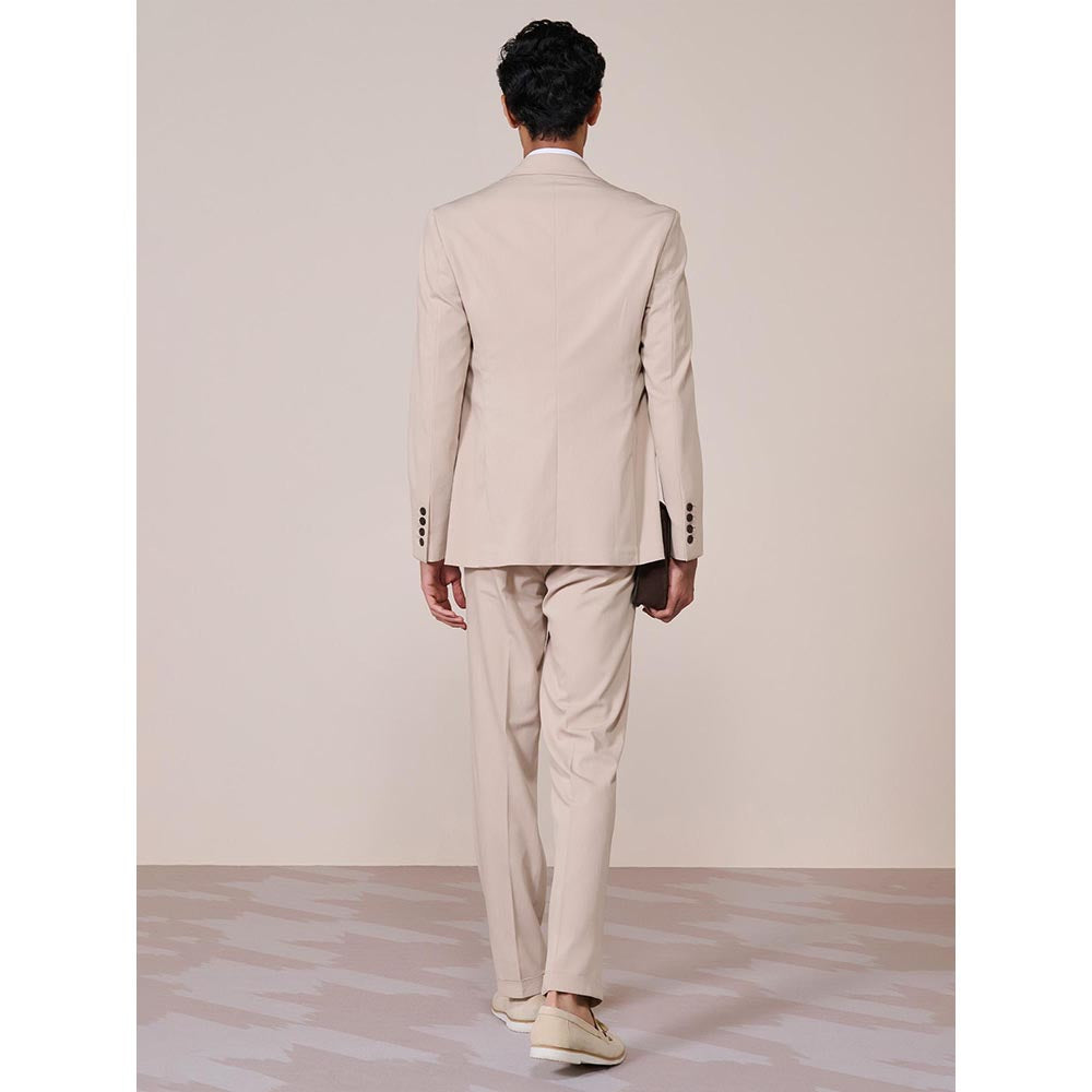 S&N by Shantnu Nikhil Beige Rayon Blend Full Sleeves Blazer