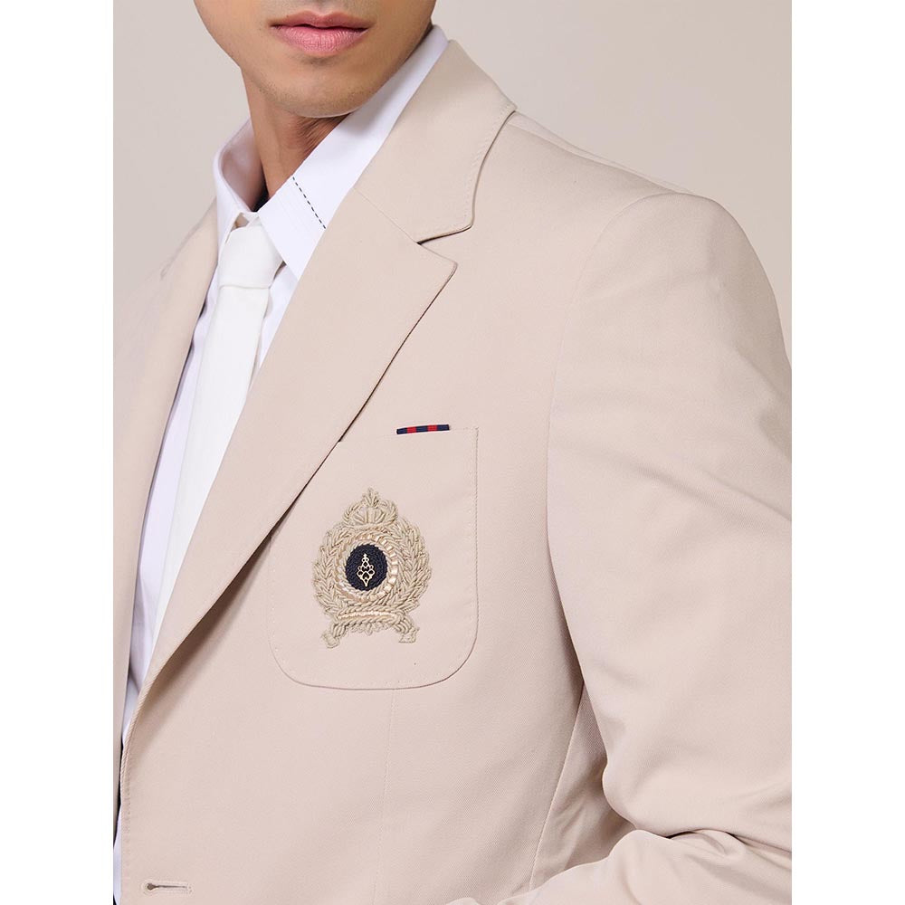 S&N by Shantnu Nikhil Beige Rayon Blend Full Sleeves Blazer