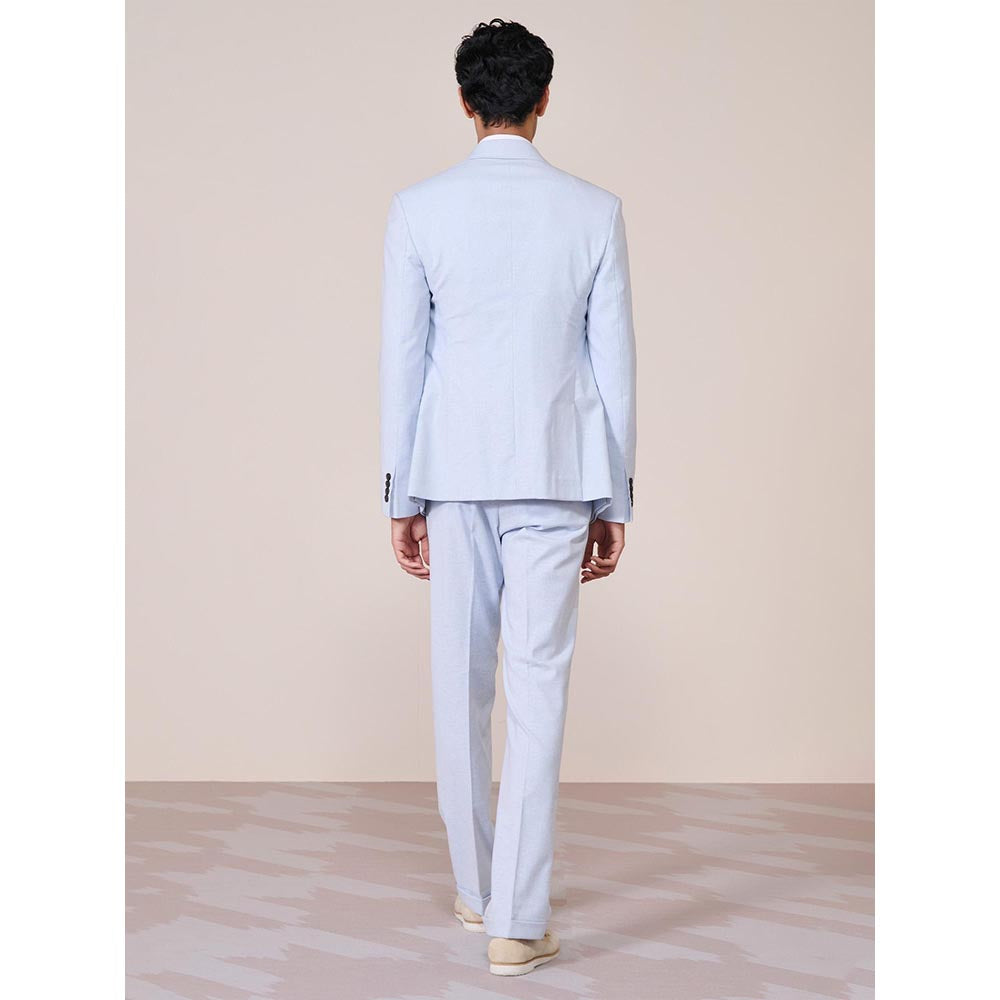 S&N by Shantnu Nikhil Blue Linen Blend Full Sleeves Blazer