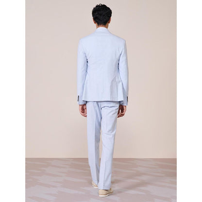 S&N by Shantnu Nikhil Blue Linen Blend Full Sleeves Blazer