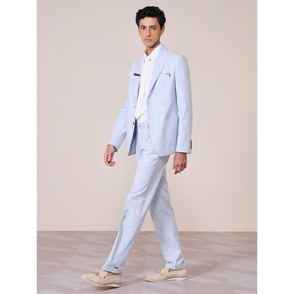 S&N by Shantnu Nikhil Blue Linen Blend Full Sleeves Blazer