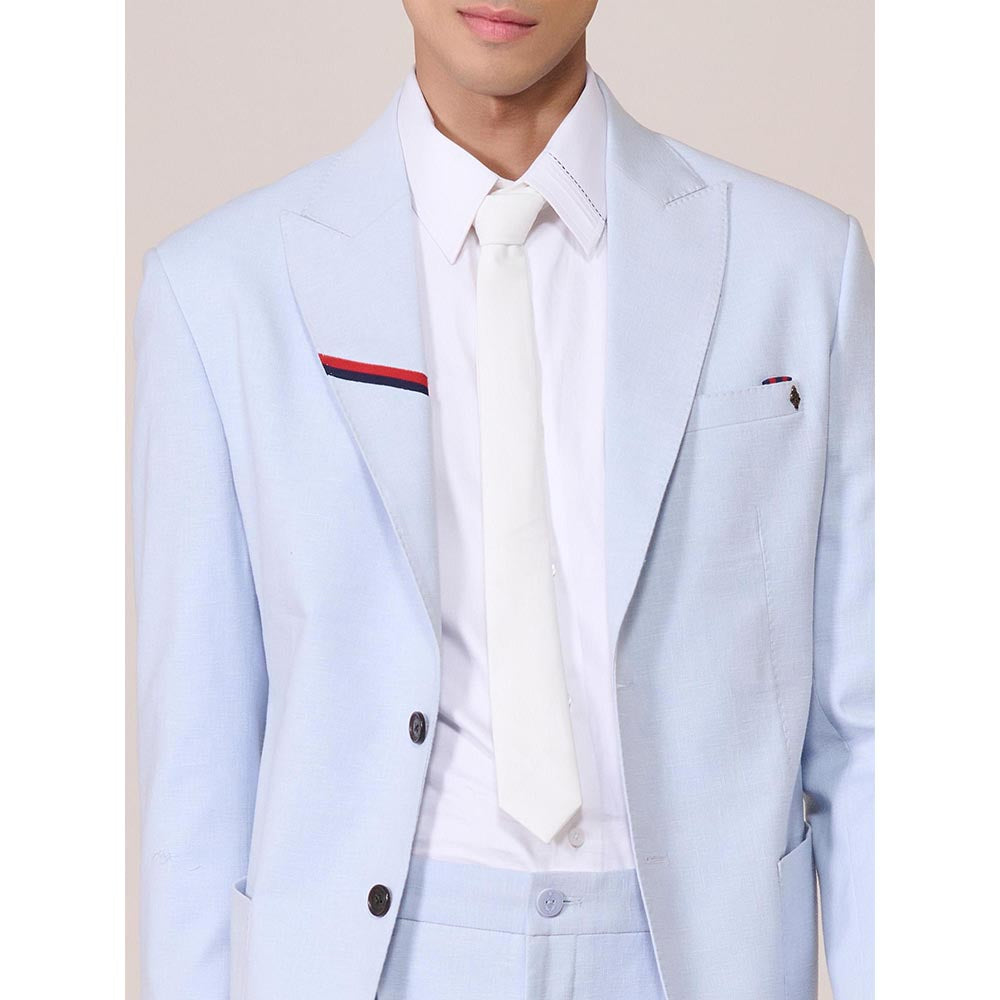 S&N by Shantnu Nikhil Blue Linen Blend Full Sleeves Blazer