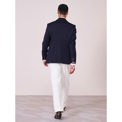 S&N by Shantnu Nikhil Navy Blue Jersey Full Sleeves Blazer
