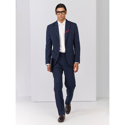 S&N by Shantnu Nikhil Navy Blue Rayon Full Sleeves Blazer