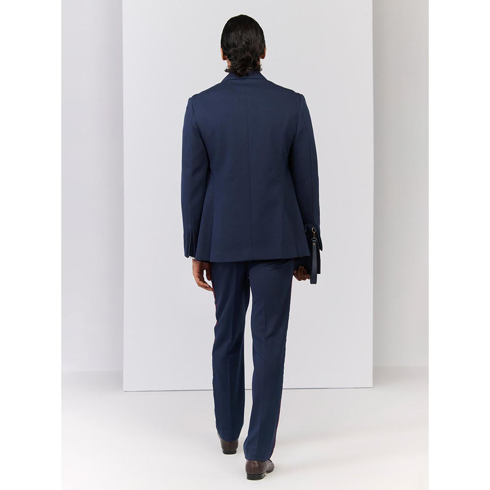S&N by Shantnu Nikhil Navy Blue Rayon Full Sleeves Blazer