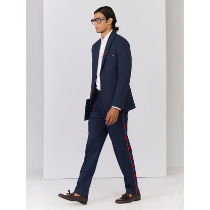 S&N by Shantnu Nikhil Navy Blue Rayon Full Sleeves Blazer