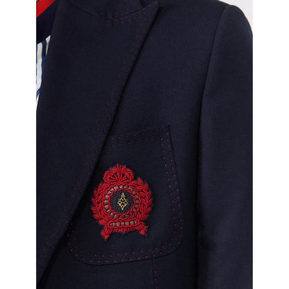 S&N by Shantnu Nikhil Navy Blue Viscose Rayon Full Sleeves Blazer