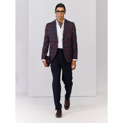 S&N by Shantnu Nikhil Navy Blue Rayon Blend Full Sleeves Blazer