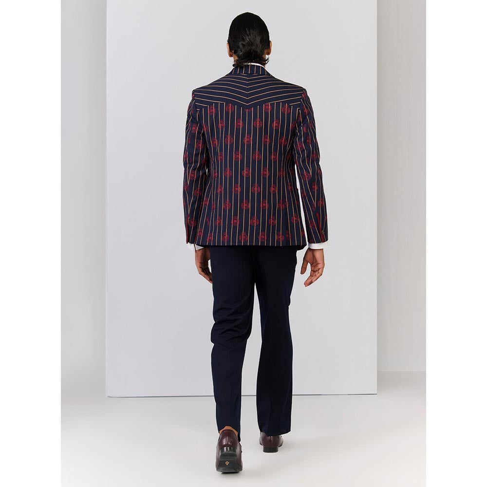 S&N by Shantnu Nikhil Navy Blue Rayon Blend Full Sleeves Blazer