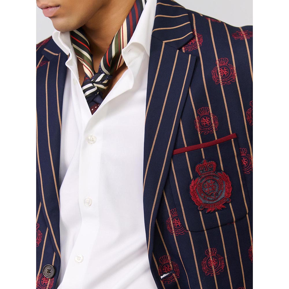 S&N by Shantnu Nikhil Navy Blue Rayon Blend Full Sleeves Blazer