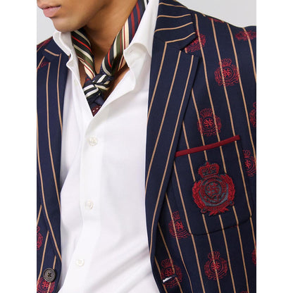 S&N by Shantnu Nikhil Navy Blue Rayon Blend Full Sleeves Blazer