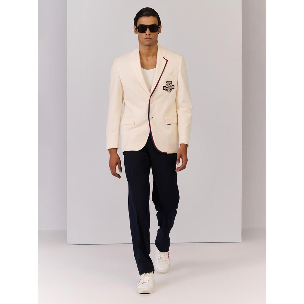 S&N by Shantnu Nikhil Off White Cotton Full Sleeves Blazer