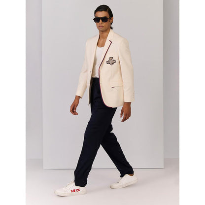 S&N by Shantnu Nikhil Off White Cotton Full Sleeves Blazer
