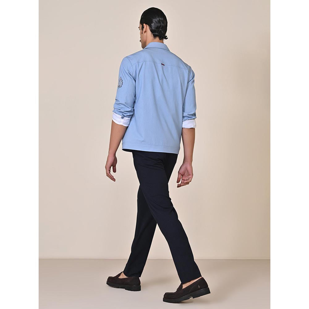 S&N by Shantnu Nikhil Blue Viscose Blend Full Sleeves Jacket