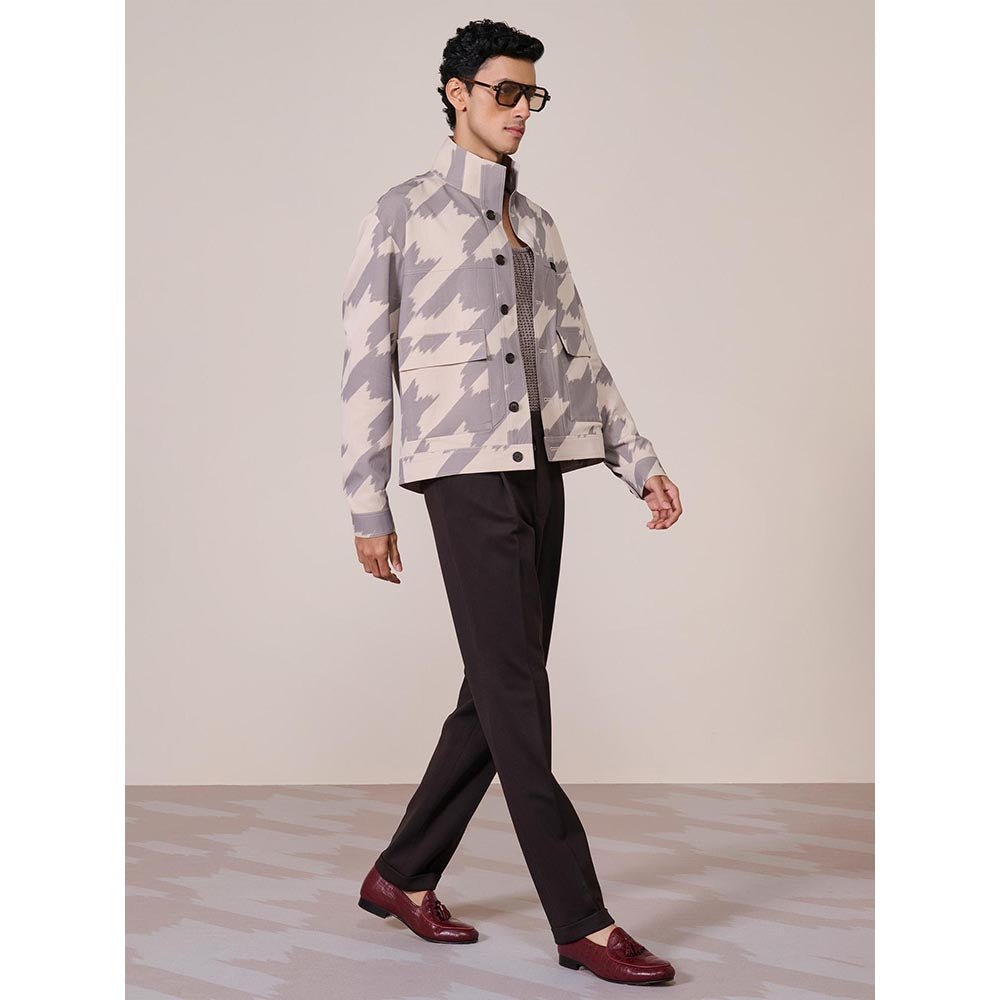 S&N by Shantnu Nikhil Khaki Rayon Blend Full Sleeves Jacket
