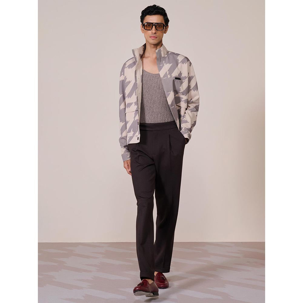 S&N by Shantnu Nikhil Khaki Rayon Blend Full Sleeves Jacket