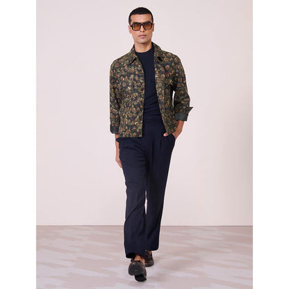 S&N by Shantnu Nikhil Green Tencel Blend Full Sleeves Jacket