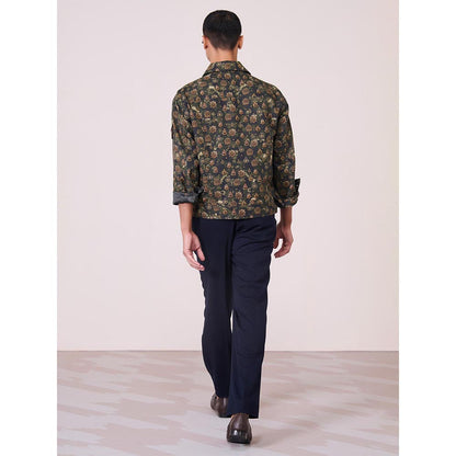 S&N by Shantnu Nikhil Green Tencel Blend Full Sleeves Jacket