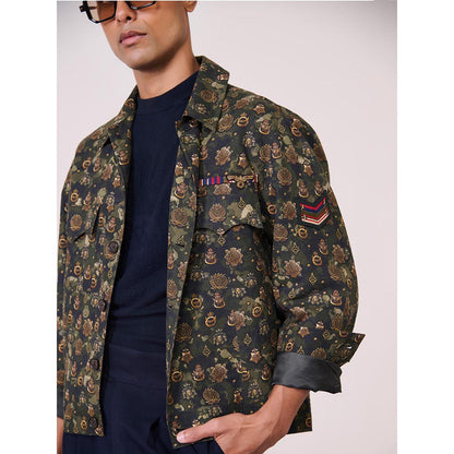 S&N by Shantnu Nikhil Green Tencel Blend Full Sleeves Jacket
