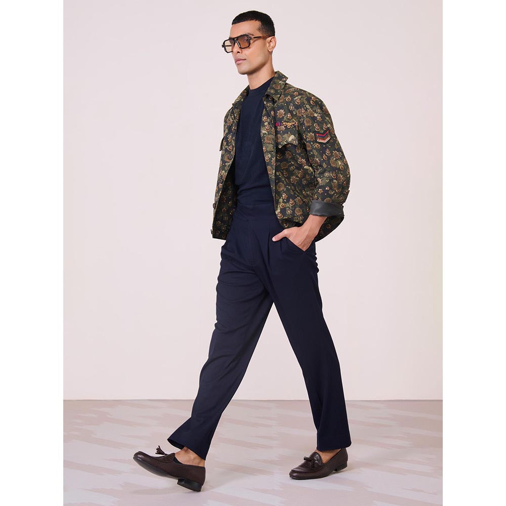 S&N by Shantnu Nikhil Green Tencel Blend Full Sleeves Jacket
