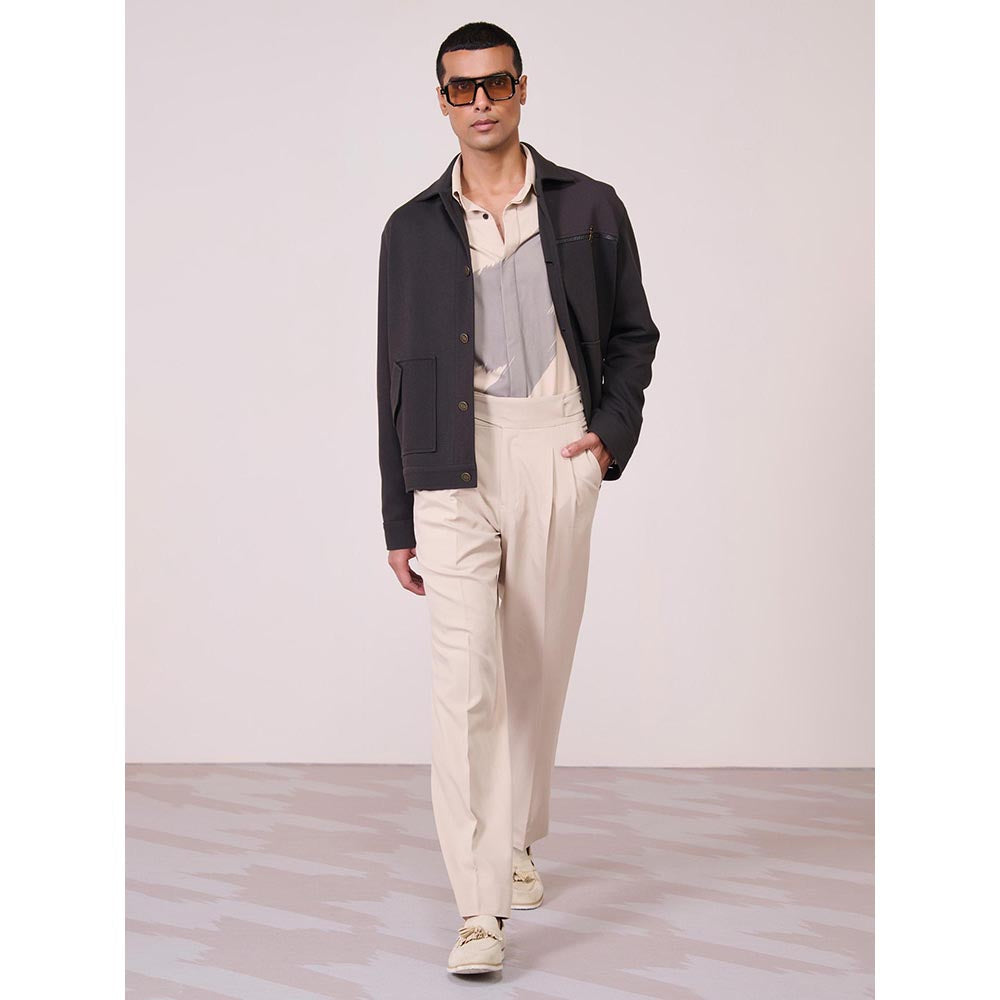 S&N by Shantnu Nikhil Grey Cotton Blend Full Sleeves Jacket