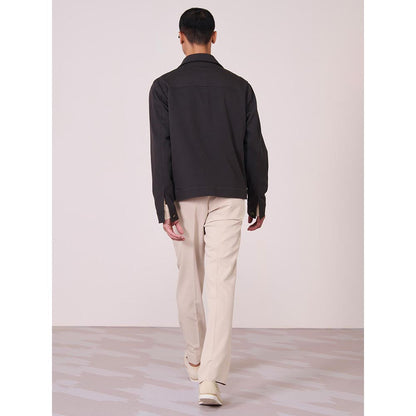 S&N by Shantnu Nikhil Grey Cotton Blend Full Sleeves Jacket