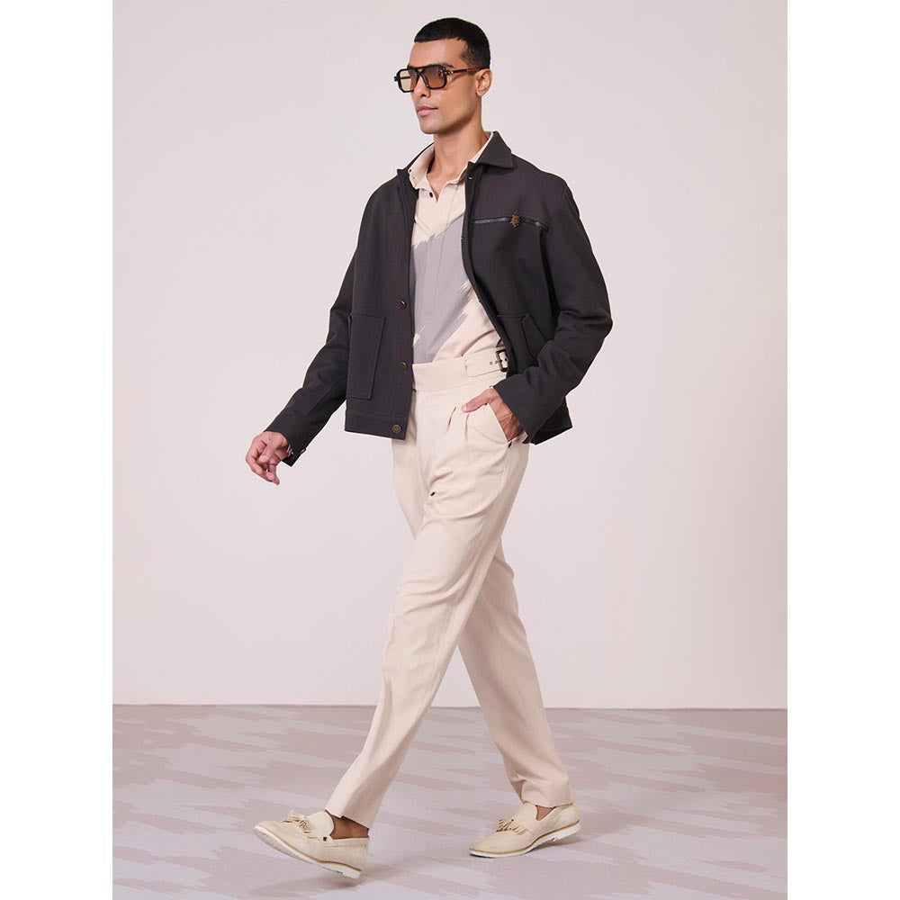 S&N by Shantnu Nikhil Grey Cotton Blend Full Sleeves Jacket