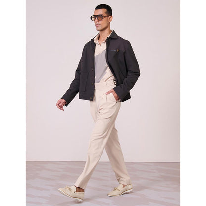 S&N by Shantnu Nikhil Grey Cotton Blend Full Sleeves Jacket