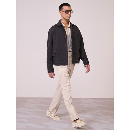 S&N by Shantnu Nikhil Grey Cotton Blend Full Sleeves Jacket