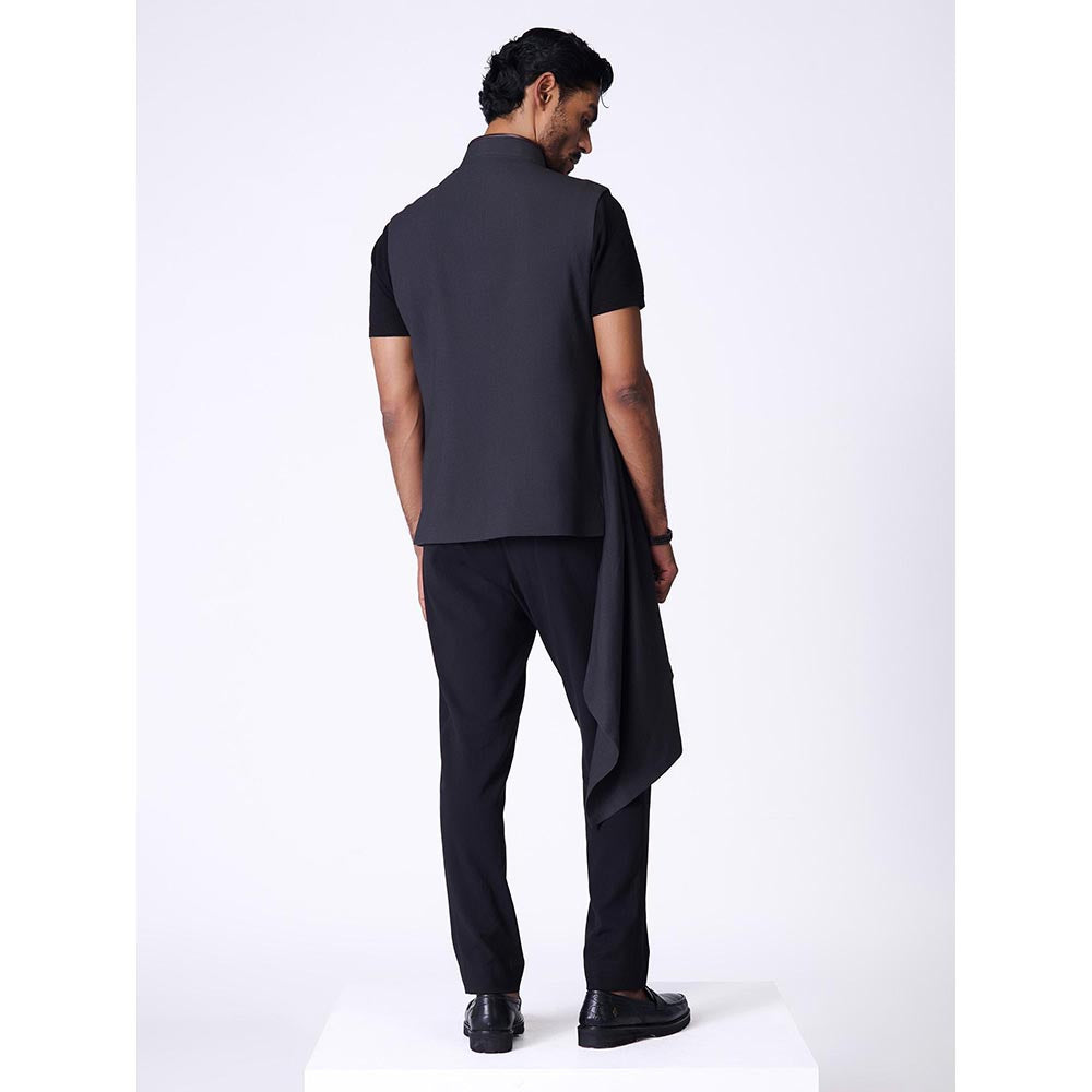 S&N by Shantnu Nikhil Grey Rayon Blend Sleeveless Waistcoat