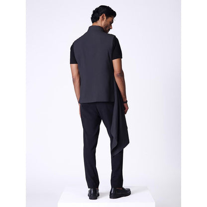 S&N by Shantnu Nikhil Grey Rayon Blend Sleeveless Waistcoat