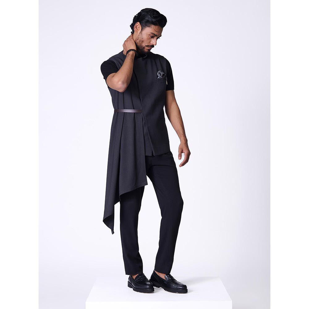 S&N by Shantnu Nikhil Grey Rayon Blend Sleeveless Waistcoat