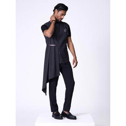 S&N by Shantnu Nikhil Grey Rayon Blend Sleeveless Waistcoat