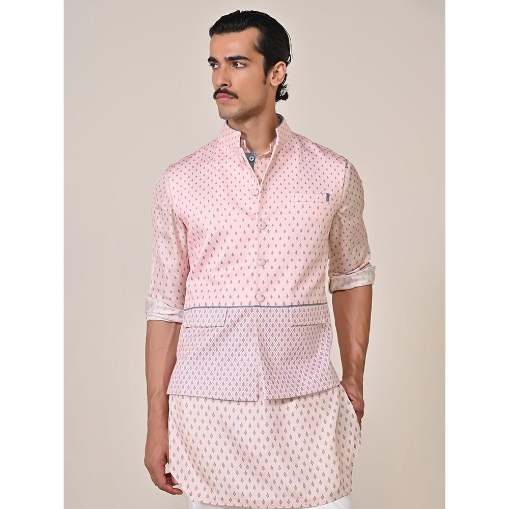 S&N by Shantnu Nikhil Pink Jersey Sleeveless Waistcoat