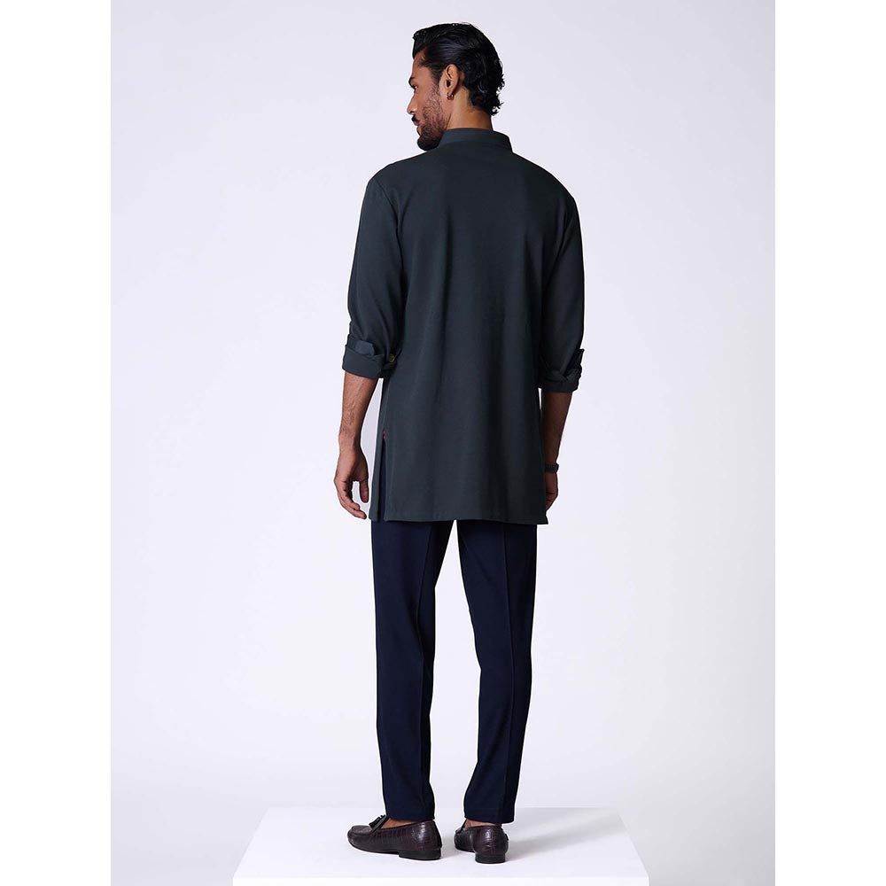 S&N by Shantnu Nikhil Navy Adamas Shirt Style Kurta