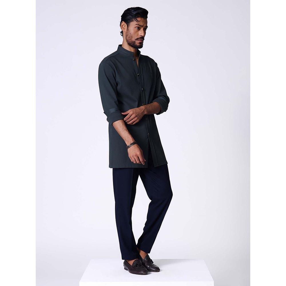 S&N by Shantnu Nikhil Navy Adamas Shirt Style Kurta