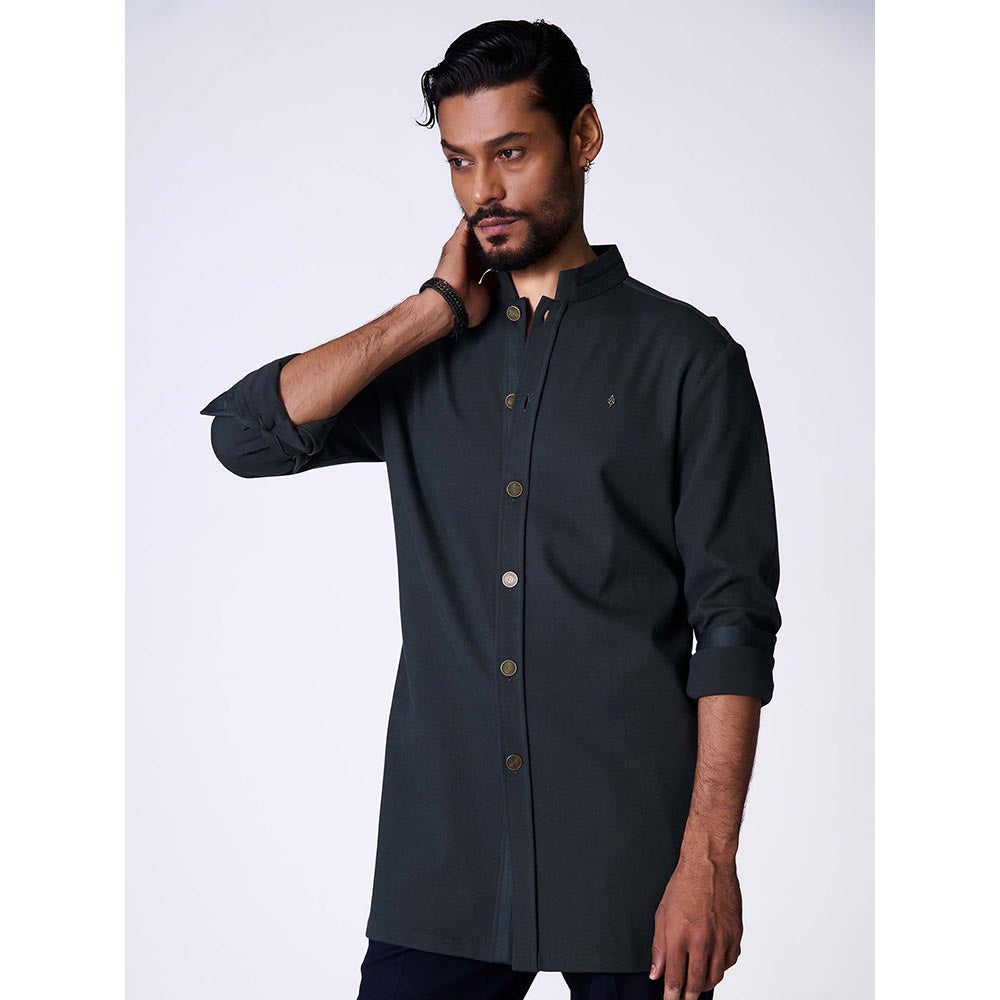 S&N by Shantnu Nikhil Navy Adamas Shirt Style Kurta